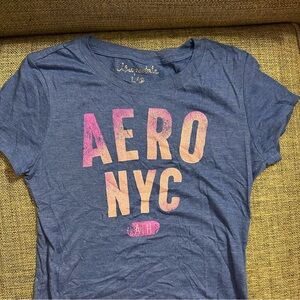 Aeropostale royal blue with purple/pink glitter letters size Large